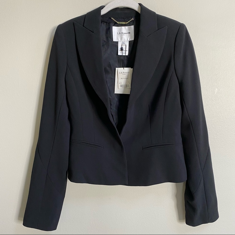 L.K. Bennett Black Georgia Blazer Jacket Size 2